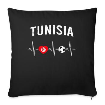 Tunisie Football Heartbeat - Housse de coussin décorative 45 x 45 cm - noir - Devant