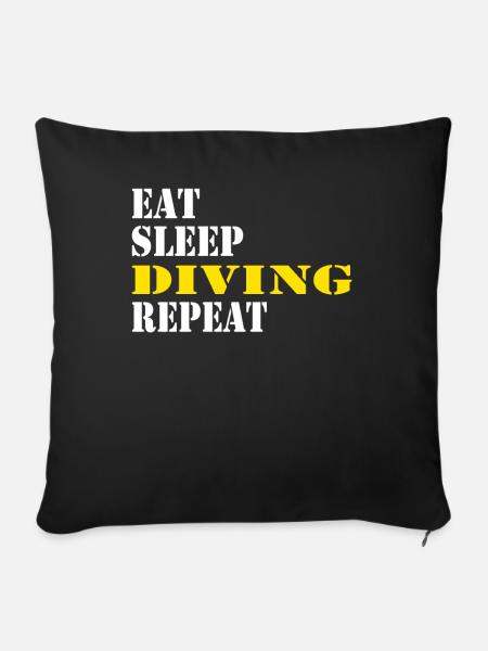 eat sleep diving repeat - Sofakissenbezug 45 x 45 cm - Schwarz