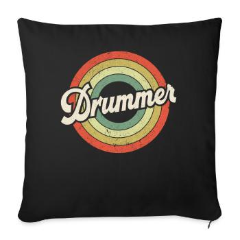 Drummer Retro Vintage Drummer - Sofa pillowcase 17,3'' x 17,3'' (45 x 45 cm) - black - Front