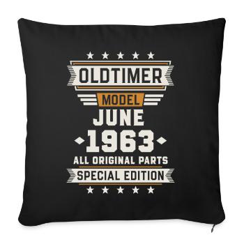 Oldtimer Juni 1963 Geburtstag Geschenk - Sofakissenbezug 45 x 45 cm - Schwarz - Vorne