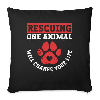Dog Animal Welfare Animal Rescue Activist Animal Shelter - Sofa pillowcase 17,3'' x 17,3'' (45 x 45 cm) - black - Front