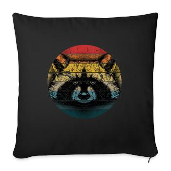 Raccoon Racoon Animal Gift Ferret Marten - Sofa pillowcase 17,3'' x 17,3'' (45 x 45 cm) - black - Front
