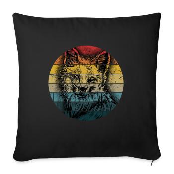 Fox Forest Animal Fox Smart Clever Gift - Sofa pillowcase 17,3'' x 17,3'' (45 x 45 cm) - black - Front