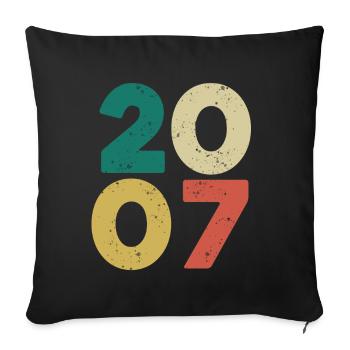 2007 - Jahrgang 2007 Retro Vintage - Sofakissenbezug 45 x 45 cm - Schwarz - Vorne