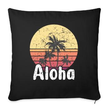 Aloha - Hawaii Surfing Retro Sunset - Sofa pillowcase 17,3'' x 17,3'' (45 x 45 cm) - black - Front