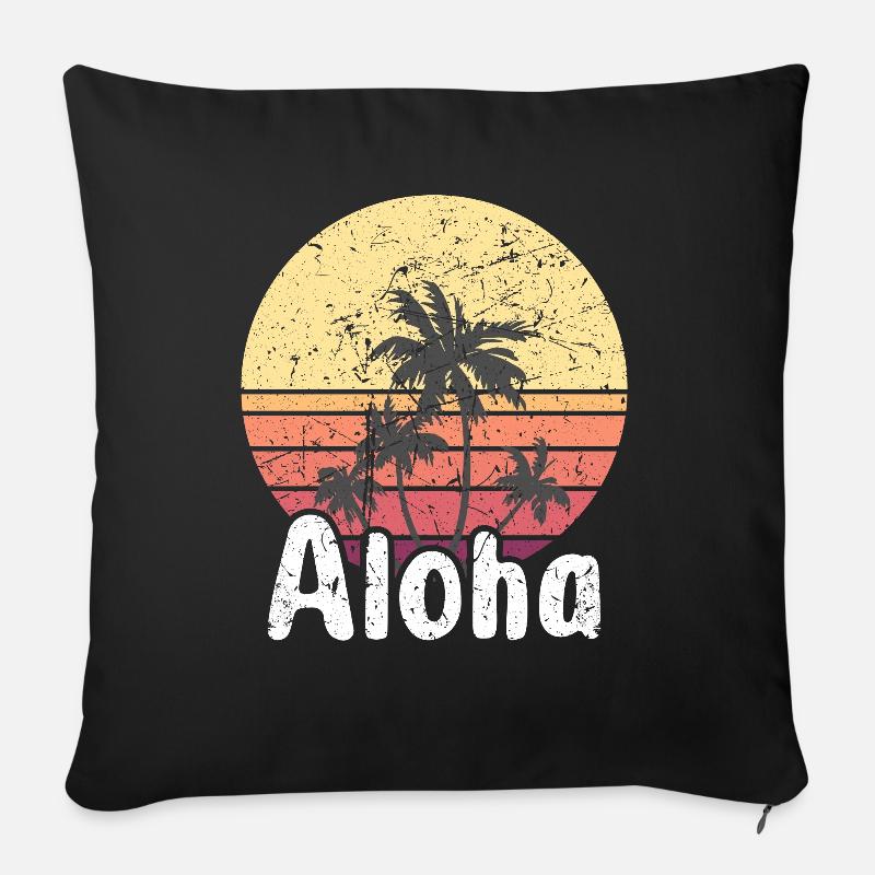 Aloha - Hawaii Surfing Retro Sunset - Sofakissenbezug 45 x 45 cm - Schwarz