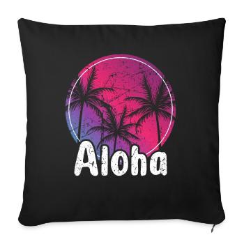 Aloha - Hawaii Surfing Retro Coucher de soleil - Housse de coussin décorative 45 x 45 cm - noir - Devant