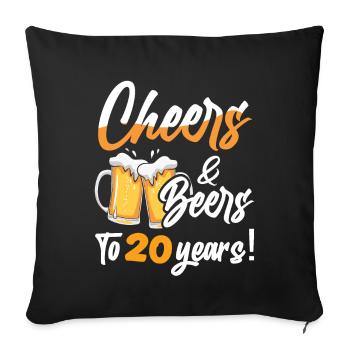 Acclamations et bières à 20 ans 20 anniversaire - Housse de coussin décorative 45 x 45 cm - noir - Devant