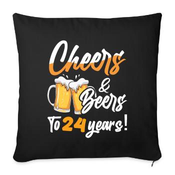 Acclamations et bières à 24 ans 24 anniversaire - Housse de coussin décorative 45 x 45 cm - noir - Devant