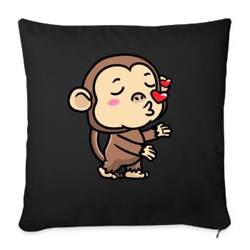 Émoticône de singe Emotion Monkey Lover - Housse de coussin décorative 45 x 45 cm - noir - Devant