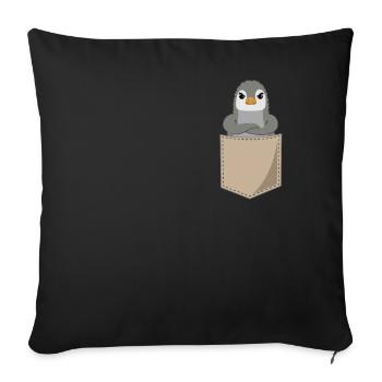Evil Penguin Breast Pocket Print Seabird Gift - Sofa pillowcase 17,3'' x 17,3'' (45 x 45 cm) - black - Front