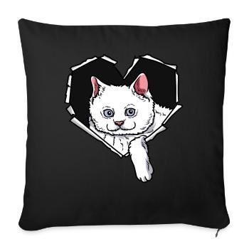 Cat CrackEd Hole Heart Cats - Sofa pillowcase 17,3'' x 17,3'' (45 x 45 cm) - black - Front