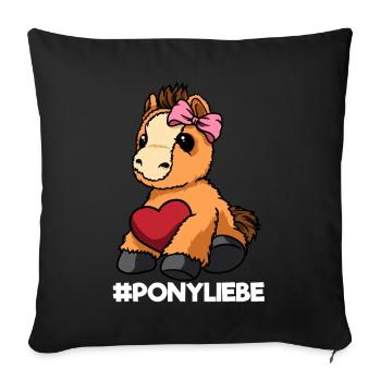 Ponyliebe Ponymama Pony Pferd Mama Herz - Sofakissenbezug 45 x 45 cm - Schwarz - Vorne