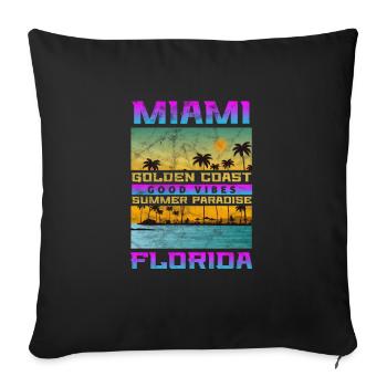 Miami Floride USA Amérique Cadeau de Voyage de Vacances - Housse de coussin décorative 45 x 45 cm - noir - Devant
