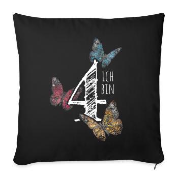 Vierter Geburtstag 4. Geburtstagshirt - Sofakissenbezug 45 x 45 cm - Schwarz - Vorne