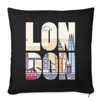 London - Sofa pillowcase 17,3'' x 17,3'' (45 x 45 cm) - black - Front