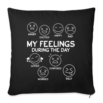 Mes sentiments pendant la journée En colère Excité - Housse de coussin décorative 45 x 45 cm - noir - Devant