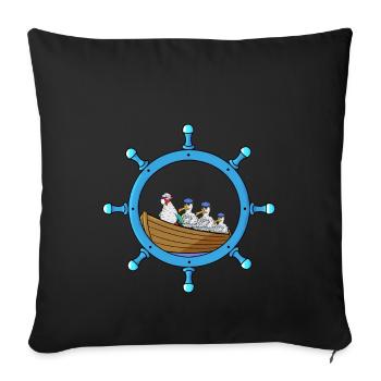 Maritime Steering Wheel Grandma Chicken Distress Rowing Boat - Sofa pillowcase 17,3'' x 17,3'' (45 x 45 cm) - black - Front