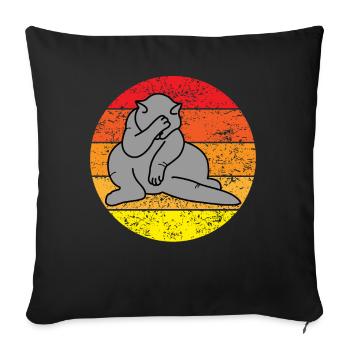 Katze Facepalm Lustiges Kätzchen Retro Geschenk - Sofakissenbezug 45 x 45 cm - Schwarz - Vorne