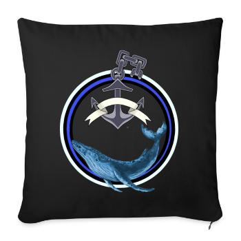 Marine mammal Fish Whale Fish Anchor maritime - Sofa pillowcase 17,3'' x 17,3'' (45 x 45 cm) - black - Front