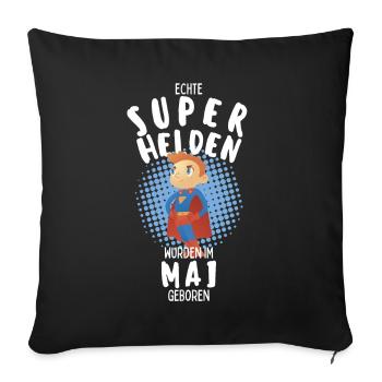Echte Superhelden wurden im Mai geboren Junge - Sofakissenbezug 45 x 45 cm - Schwarz - Vorne