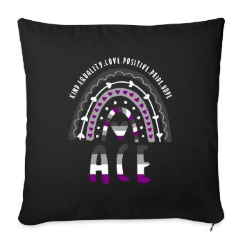 Asexual Saying Ace Pride Ace Rainbow - Sofa pillowcase 17,3'' x 17,3'' (45 x 45 cm) - black - Front