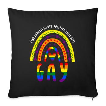 Saying LGBT Gay Pride Boho Rainbow - Sofa pillowcase 17,3'' x 17,3'' (45 x 45 cm) - black - Front
