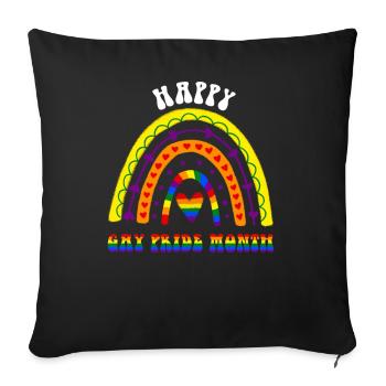 Happy Gay Pride Month LGBT Pride Boho Rainbow - Sofa pillowcase 17,3'' x 17,3'' (45 x 45 cm) - black - Front