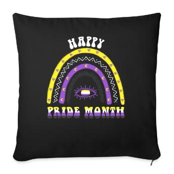 Boho Regenbogen Happy Pride Month Nonbinary - Sofakissenbezug 45 x 45 cm - Schwarz - Vorne