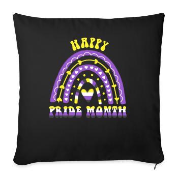Happy Pride Month Nonbinary Regenbogen - Sofakissenbezug 45 x 45 cm - Schwarz - Vorne