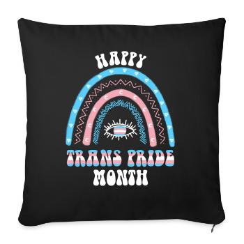 Rainbow Happy Trans Pride Mois Transgenre - Housse de coussin décorative 45 x 45 cm - noir - Devant