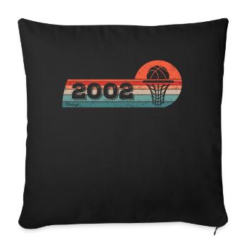 Jeux de basket-ball nés en 2002 Anniversaire - Housse de coussin décorative 45 x 45 cm - noir - Devant