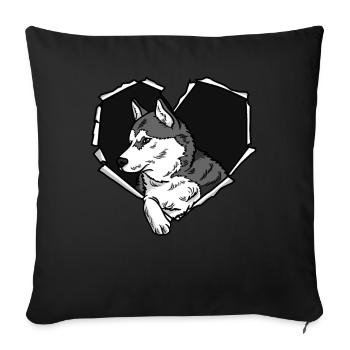 Ripped Husky Face Ripped Hole Dog - Sofa pillowcase 17,3'' x 17,3'' (45 x 45 cm) - black - Front