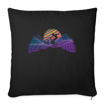 VTT VTT Nature Montagnes Rétro Vintage - Housse de coussin décorative 45 x 45 cm - noir - Devant