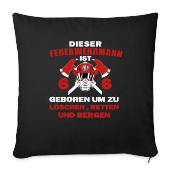 Feuerwehr Feuerwehrmann 66 Geburtstag Spruch - Sofakissenbezug 45 x 45 cm - Schwarz - Vorne