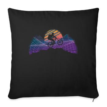 VTT VTT Nature Montagnes Rétro Vintage - Housse de coussin décorative 45 x 45 cm - noir - Devant
