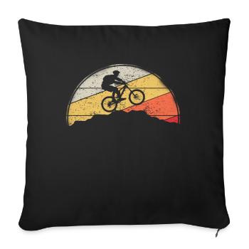 VTT VTT Nature Montagnes Rétro Vintage - Housse de coussin décorative 45 x 45 cm - noir - Devant