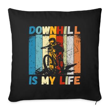 Downhill is My Life MTB RetroVintage - Sofa pillowcase 17,3'' x 17,3'' (45 x 45 cm) - black - Front