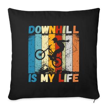 Downhill is My Life MTB RetroVintage - Sofa pillowcase 17,3'' x 17,3'' (45 x 45 cm) - black - Front
