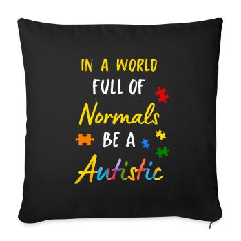 Autisme autiste Journée de sensibilisation à l’autisme L’enfant Asperger - Housse de coussin décorative 45 x 45 cm - noir - Devant