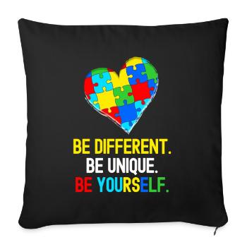 Tshirt autistique Autimus Cadeau Asperger Enfants - Housse de coussin décorative 45 x 45 cm - noir - Devant