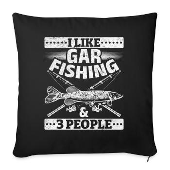 I like Gar Fishing & 3 people Garfishes Garfish - Sofa pillowcase 17,3'' x 17,3'' (45 x 45 cm) - black - Front