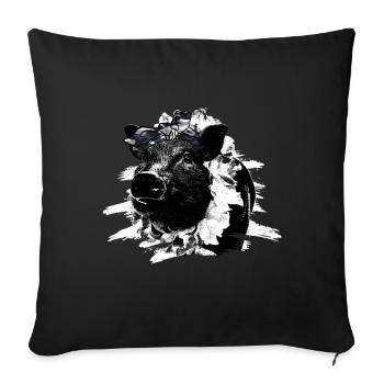 Pig Tshirt Enfants Femmes Porcelet Porcelet - Housse de coussin décorative 45 x 45 cm - noir - Devant