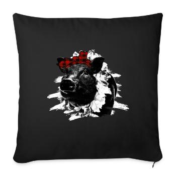 Pig Tshirt Gift Children Women - Sofa pillowcase 17,3'' x 17,3'' (45 x 45 cm) - black - Front