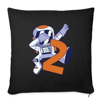 2nd Birthday Astronaut 2 years Space Galaxy - Sofa pillowcase 17,3'' x 17,3'' (45 x 45 cm) - black - Front