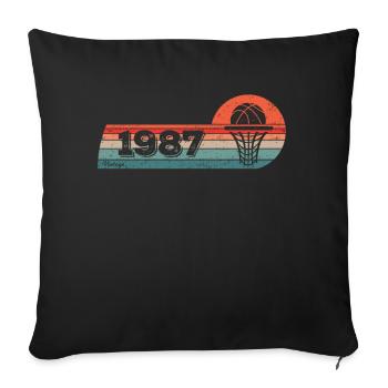 Matchs de basket-ball nés en 1987 Anniversaire - Housse de coussin décorative 45 x 45 cm - noir - Devant