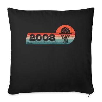 Jeux de basket-ball nés en 2008 Anniversaire - Housse de coussin décorative 45 x 45 cm - noir - Devant