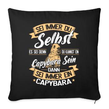 Capybara Wasserschwein Nagetier - Sofakissenbezug 45 x 45 cm - Schwarz - Vorne
