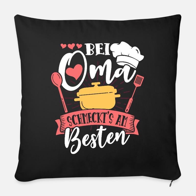 Bei Oma Schmeckts Am Besten Großmutter - Sofakissenbezug 45 x 45 cm - Schwarz