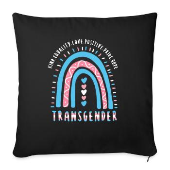 Trans Spruch Transgender Boho Regenbogen - Sofakissenbezug 45 x 45 cm - Schwarz - Vorne